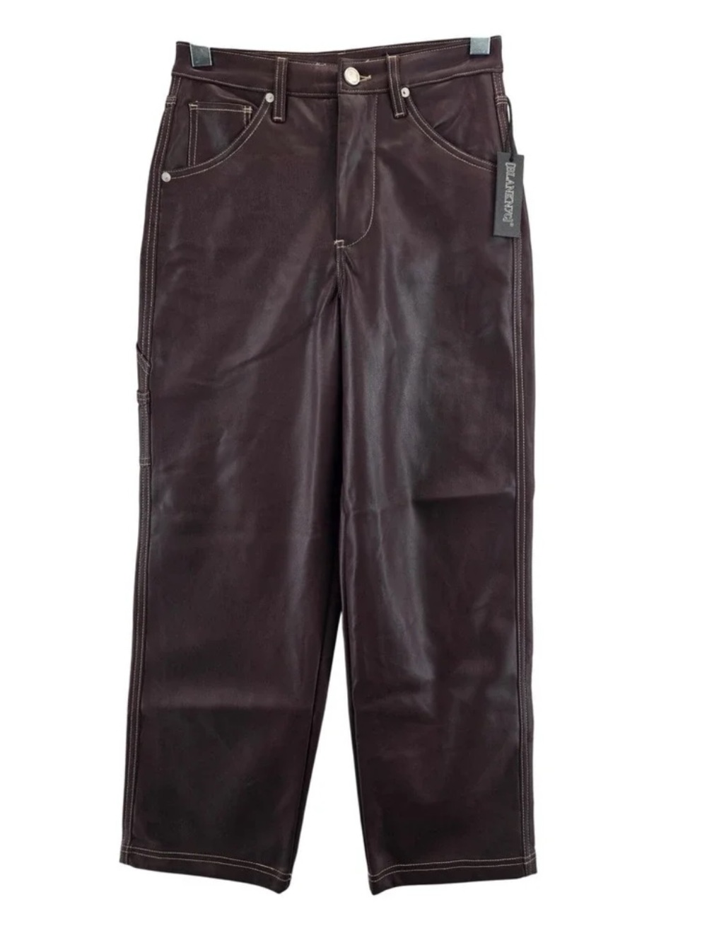 BlankNYC 🔥The Baxter Ribcage Dark Brown Faux fur Leather Straight Leg Jeans